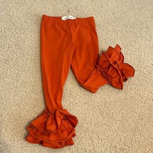Marie Nicole Clothing 2T Rust Orange ruffle leggings